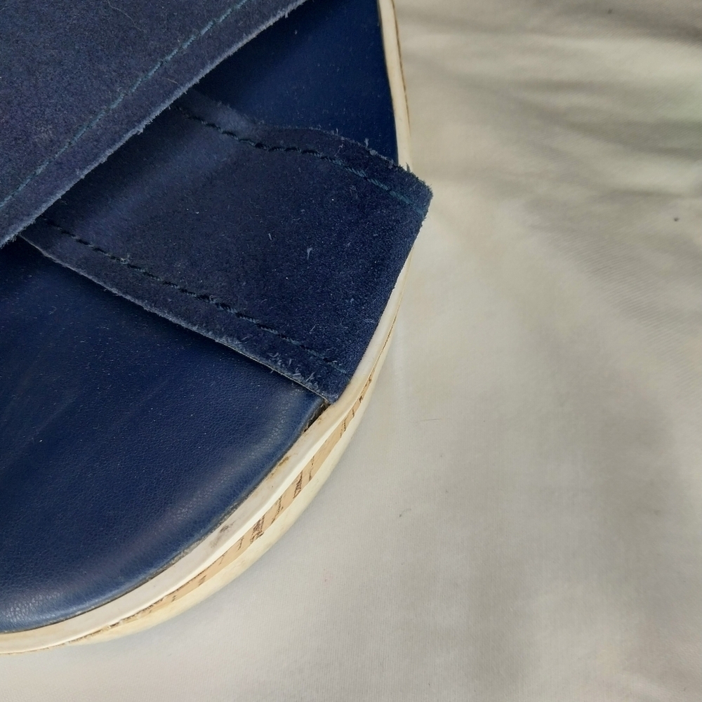 Marc Fisher Glitze Wedge Sport Lug Sole Slingback Navy Sandal Size 8 1/2 - Picture 4 of 12